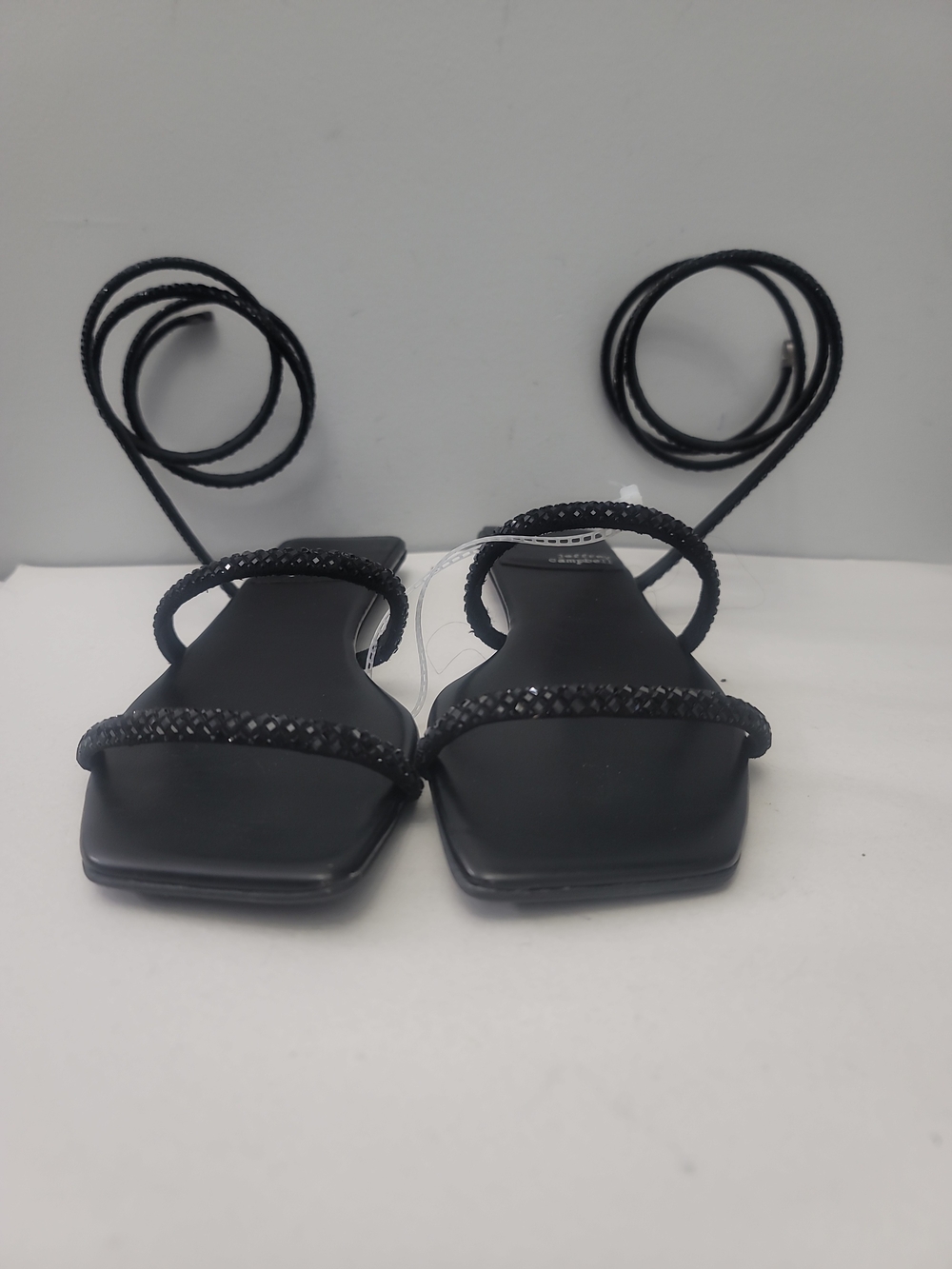 Jeffrey Campbell Black Braided Lace-Up Square Toe Sandals